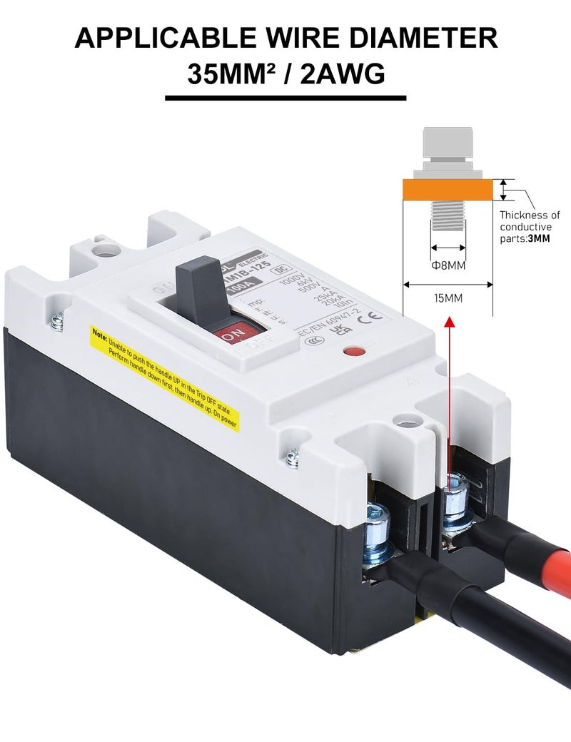DIHOOL Main 100 Amp DC Circuit Breaker, 500V Battery Disconnect Switch, Master Switch for Boat Trolling Motor Marine ATV Trailer - Image 5